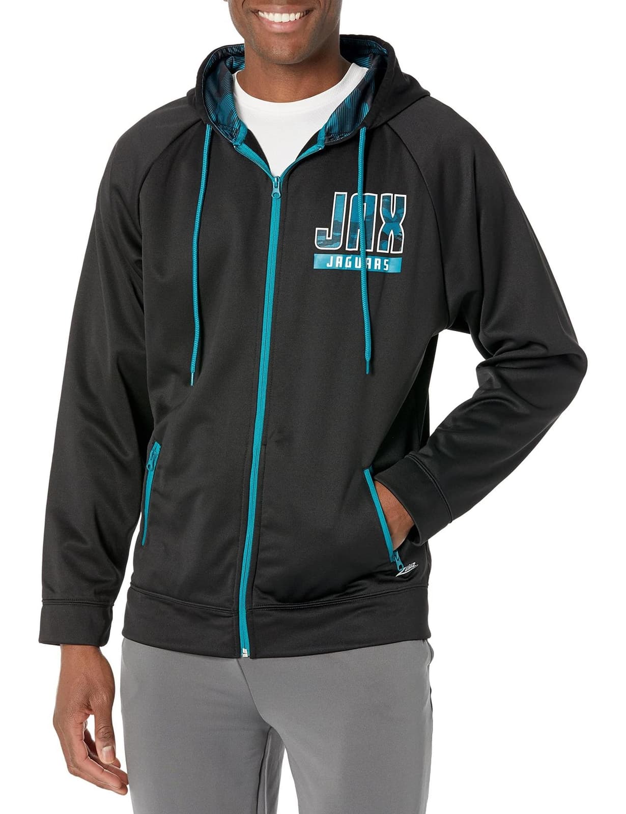 Zubaz Men's Jacksonville Jaguars Camo Full Zip Hoodie Black Medium - Thumbnail 3