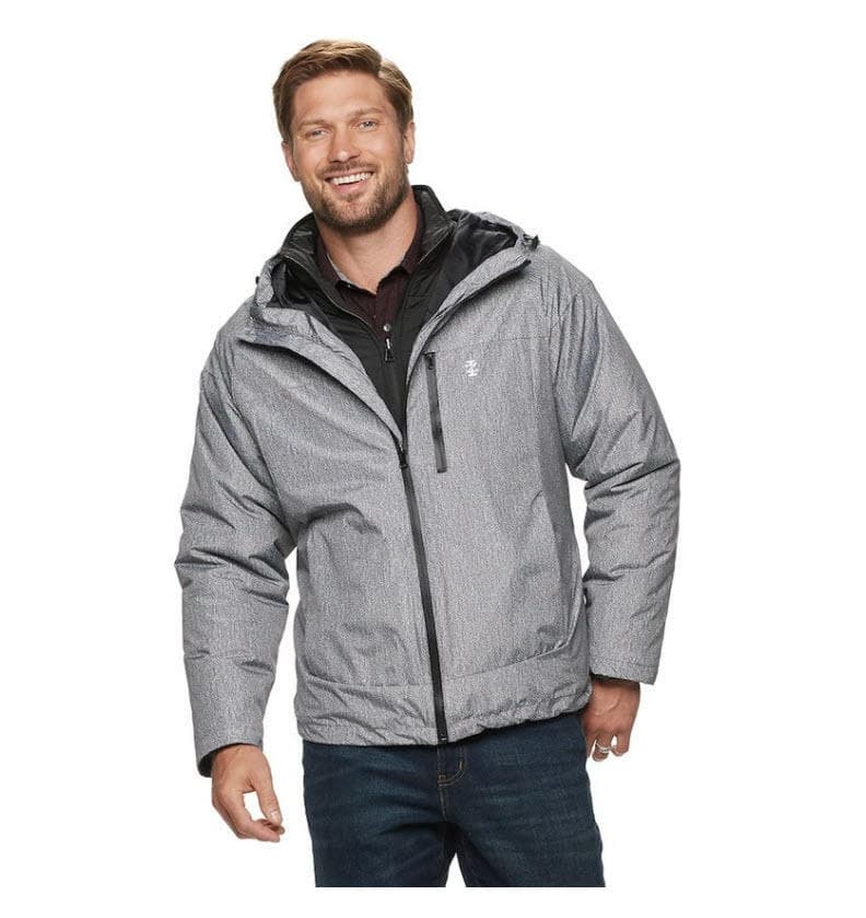 IZOD Men's Rip Stop Hooded 3-1 Systems Jacket Charcoal/Heather XXL $210 Value - Thumbnail 12