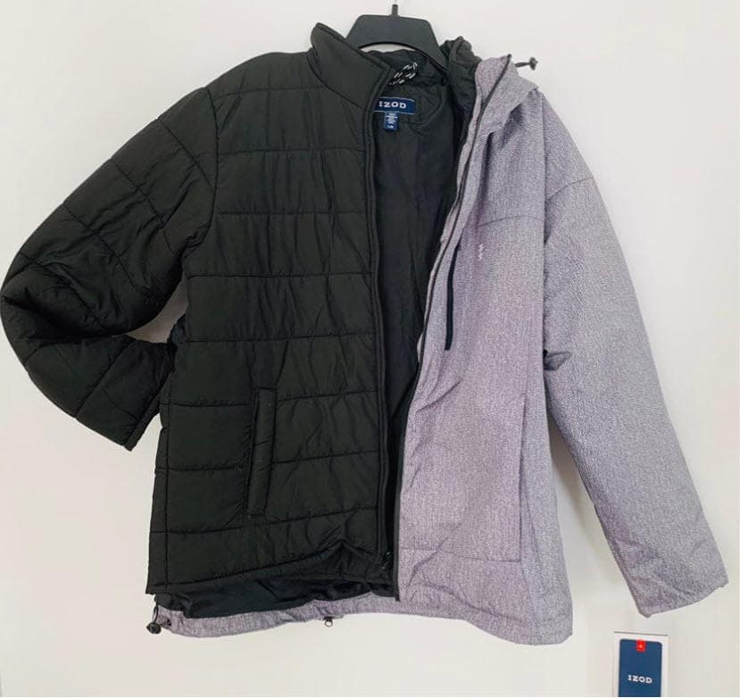 IZOD Men's Rip Stop Hooded 3-1 Systems Jacket Charcoal/Heather XXL $210 Value - Thumbnail 6
