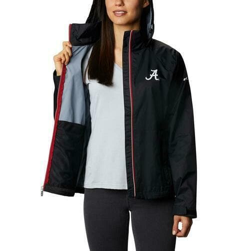 Columbia Women's Alabama Crimson Tide Waterproof Hooded Jacket Black XX-Large - Thumbnail 4