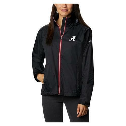 Columbia Women's Alabama Crimson Tide Waterproof Hooded Jacket Black XX-Large