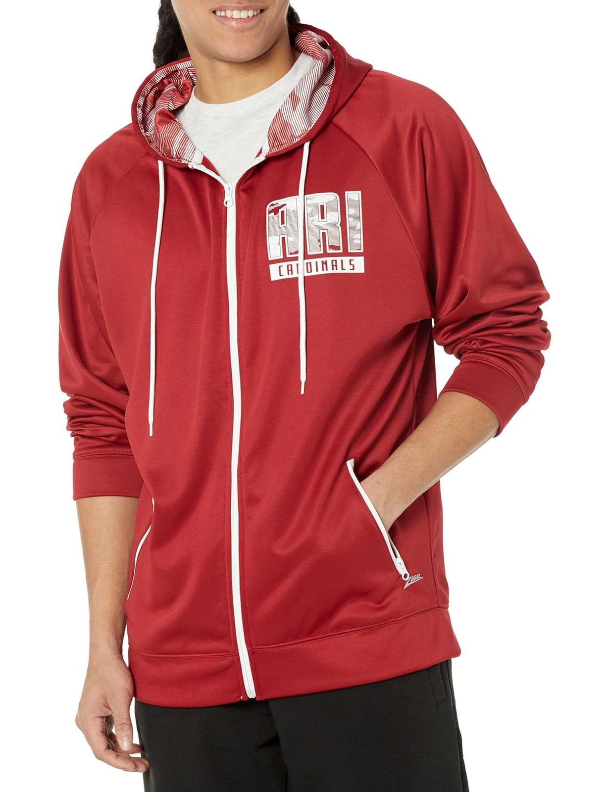 Zubaz Men's Arizona Cardinals Camo Full Zip Hoodie Black Medium - Thumbnail 3