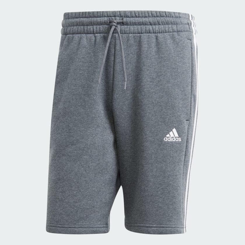adidas Men's Essentials Fleece 3-Stripes Shorts Gray X-Large Tall $45 Value - Thumbnail 6