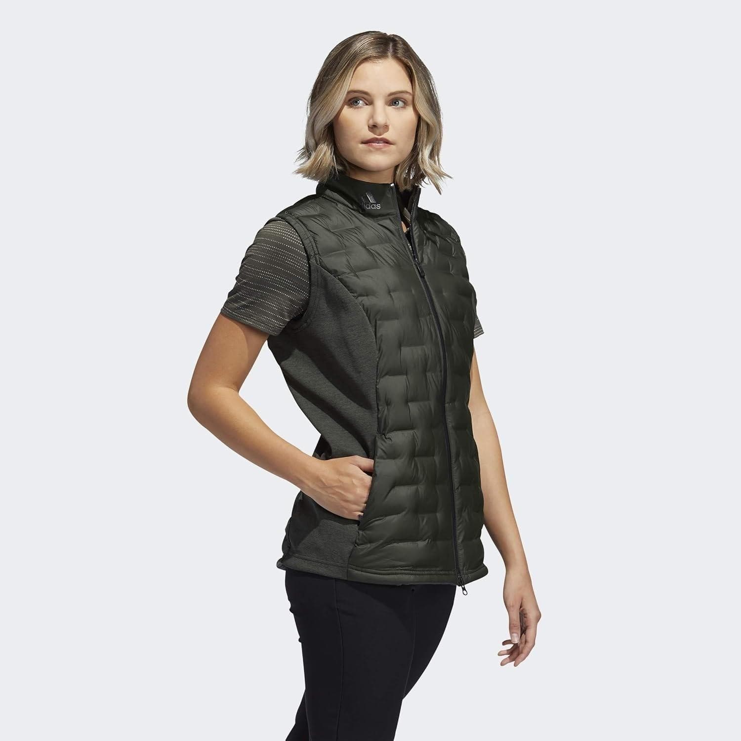 Adidas Women's FrostGuard Full-Zip Down Vest Forest Green Small $156 Value - Thumbnail 3