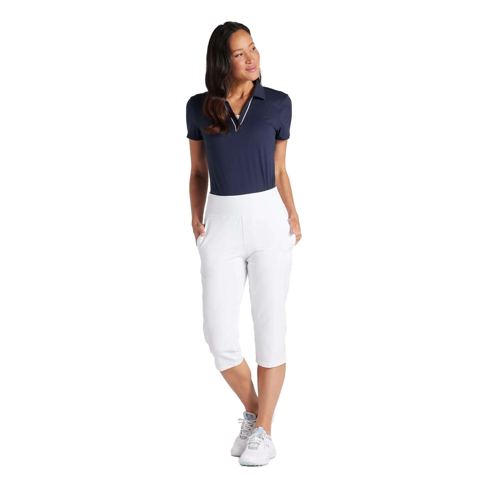 Puma Women's Soft Stretch High Rise DryCell Everyday UPF Capris White Medium - Thumbnail 3