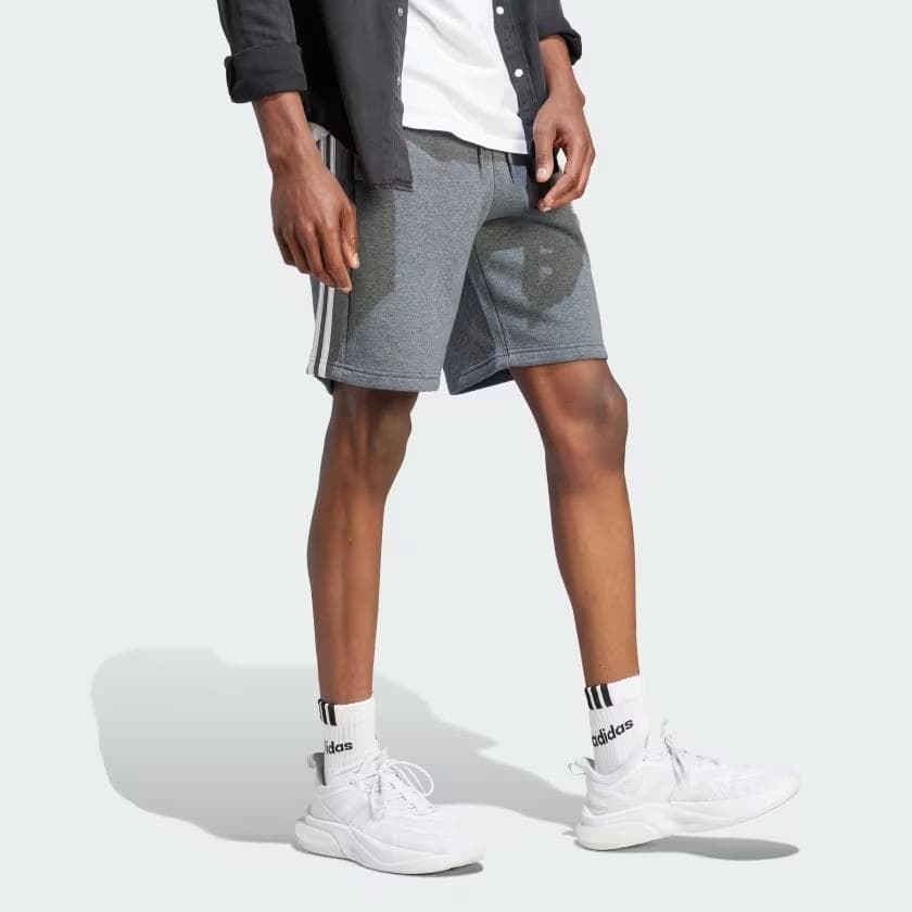 adidas Men's Essentials Fleece 3-Stripes Shorts Gray X-Large Tall $45 Value - Thumbnail 4