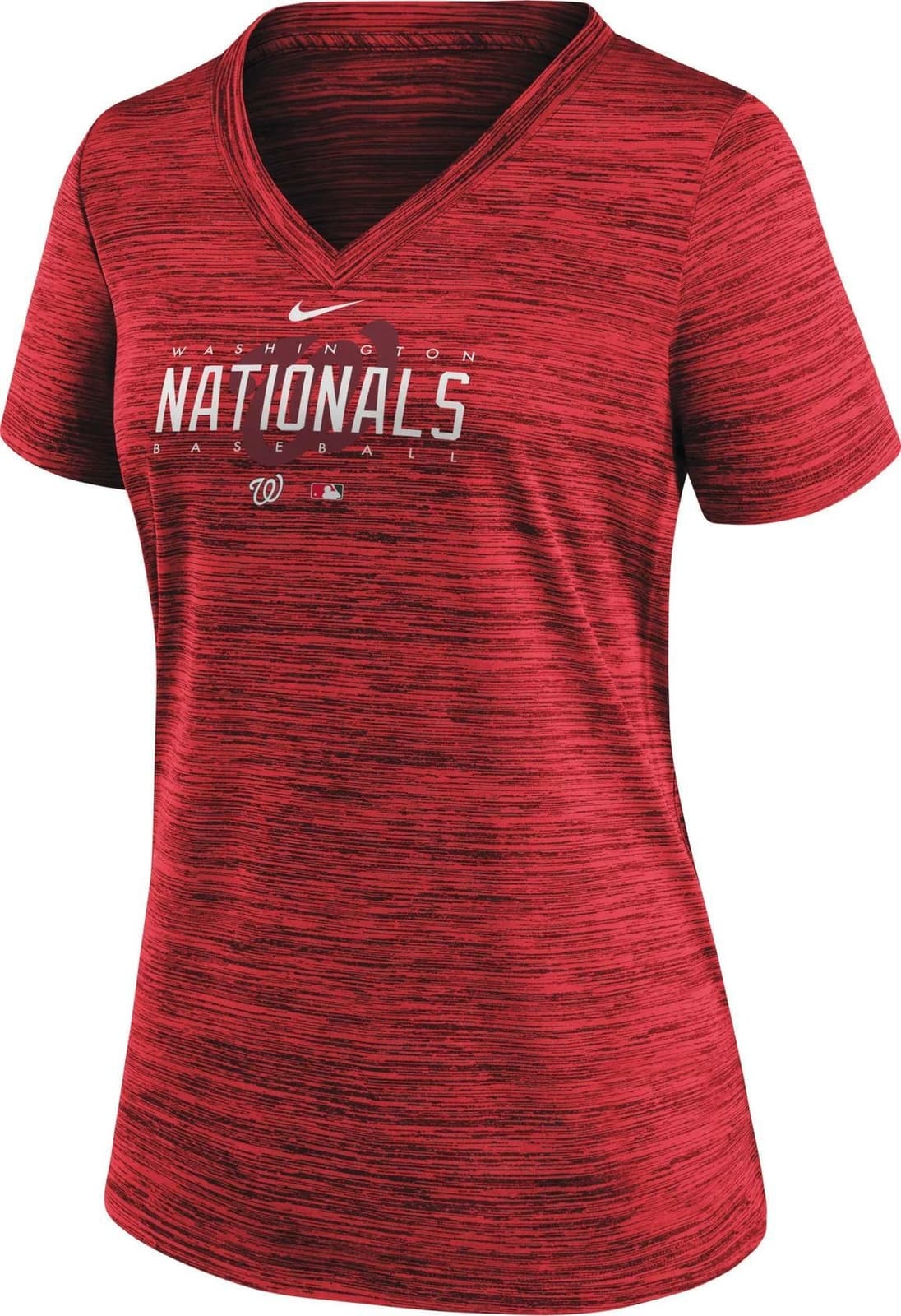 Nike Women's Washington Nationals Dri-Fit AC Velocity V-Neck T-Shirt Red Large - Thumbnail 3
