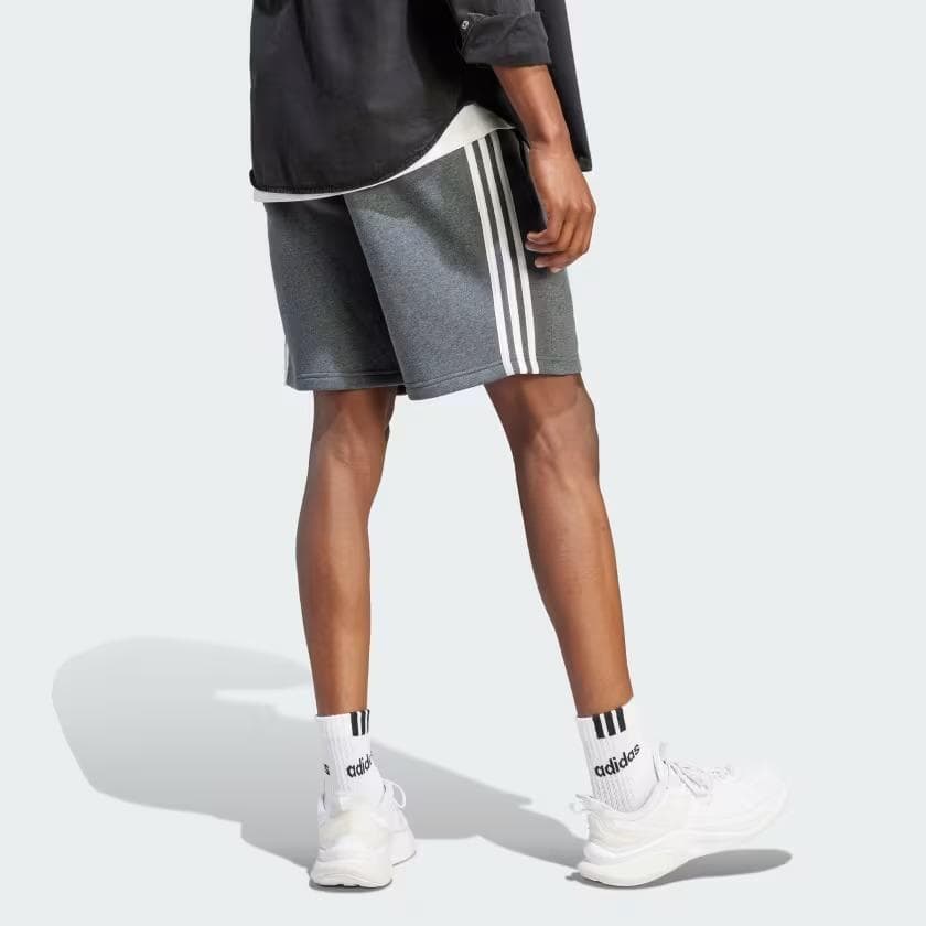 adidas Men's Essentials Fleece 3-Stripes Shorts Gray X-Large Tall $45 Value - Thumbnail 3