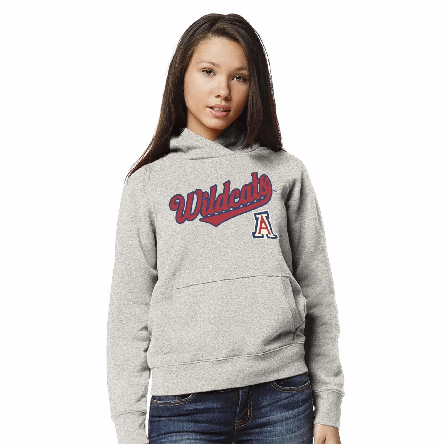 League Brand Women's Arizona Wildcats Academy Pullover Hoodie Oatmeal Gray Large - Thumbnail 3