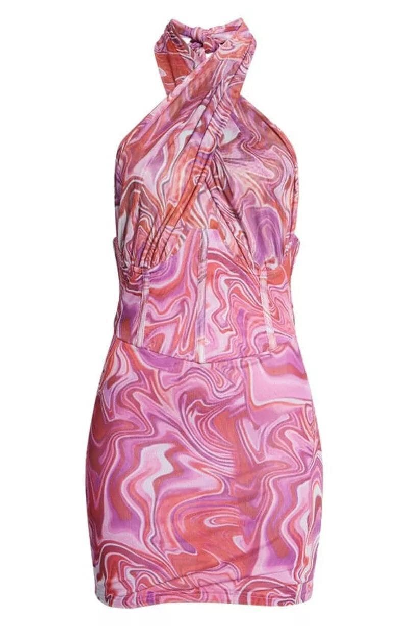 Bardot Women's Tie-Dye Halter Neck Mesh Minidress Medium Size 6 $124 Value - Thumbnail 6