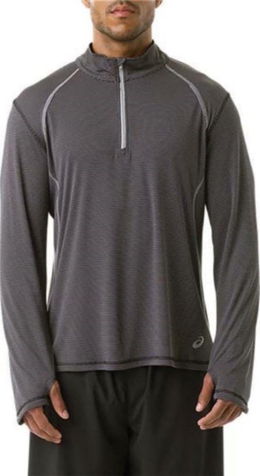 ASICS Men's Reflectivity Shosa 1/4 Zip Pullover Top Gray/Black X-Large - Thumbnail 5