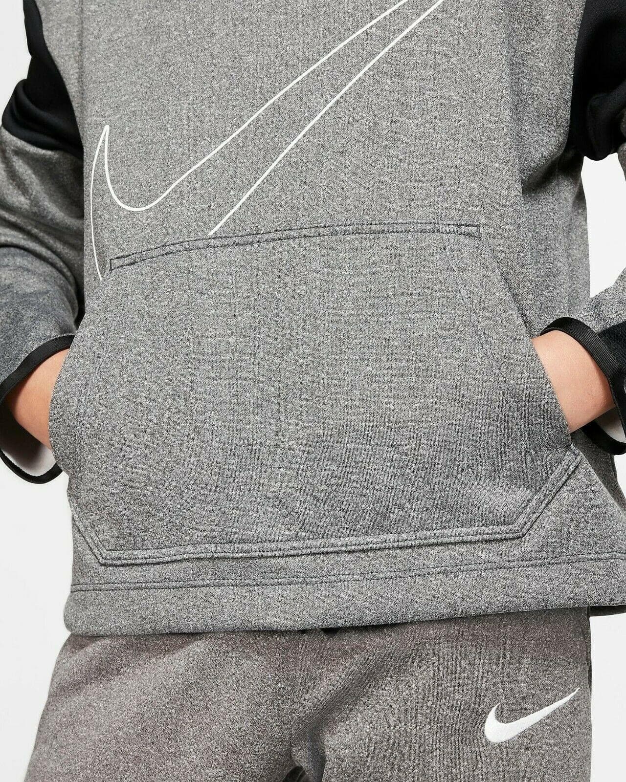 Nike Girl's Therma Fleece Graphic Pullover Hoodie Gray Large - Thumbnail 4