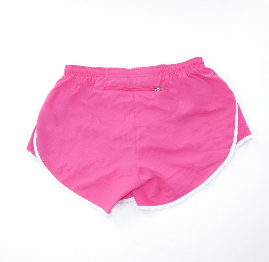 Nike Women's Dri-Fit Embossed Print Cancer Awareness Tempo Shorts Pink XS S L - Thumbnail 2