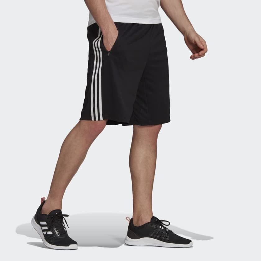 adidas Men's Designed to Move 3-Stripes Shorts w Pockets Black & White Medium - Thumbnail 3
