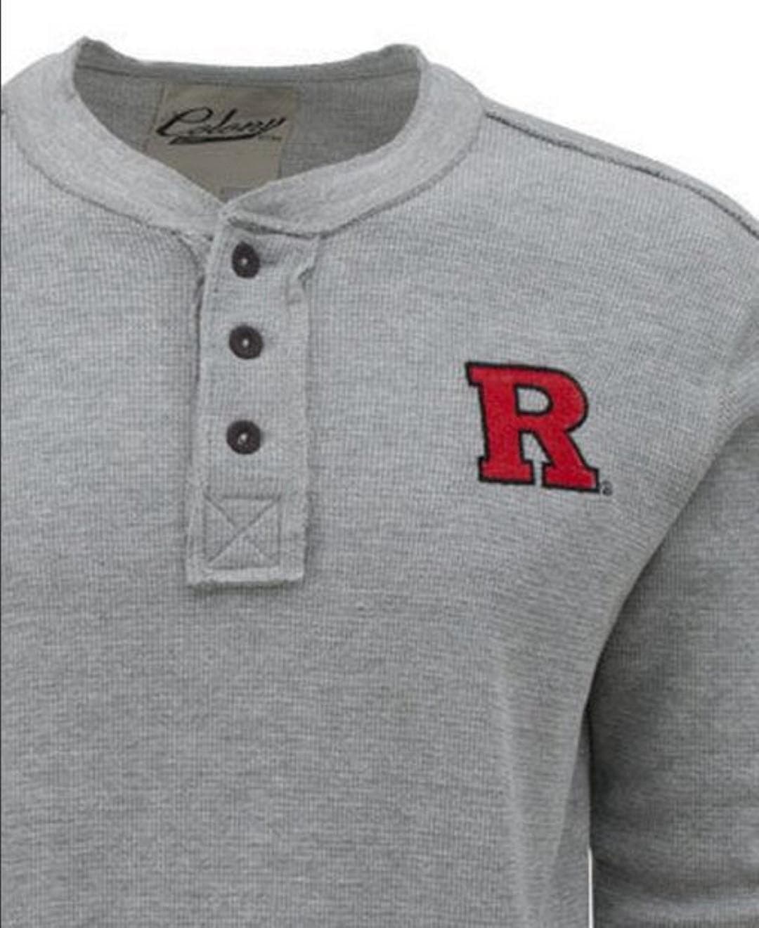 Colony Men's Rutgers Scarlet Knights Thermal Waffle Henley Shirt Gray Medium - Thumbnail 3