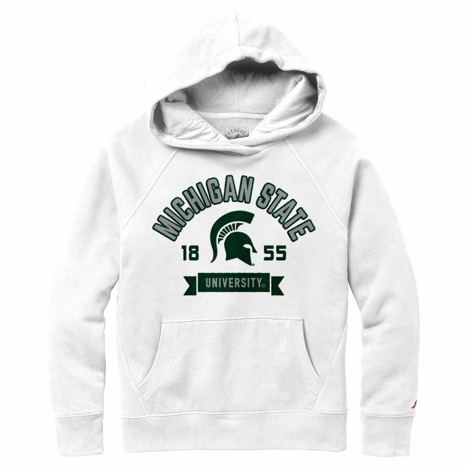 League Brand Women's Michigan State Spartans Academy Pullover Hoodie White XL - Thumbnail 3