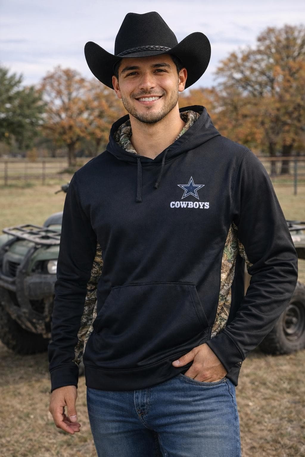 Dunbrooke Dallas Cowboys Realtree Camo Ranger Pullover Hoodie Black Large - Thumbnail 2