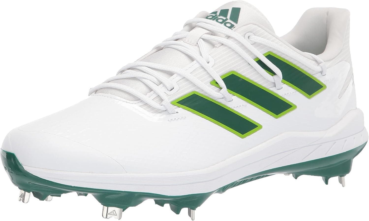Adidas Men's Adizero Afterburner 8 Metal Baseball Cleats White/Green Size 13.5 - Thumbnail 4