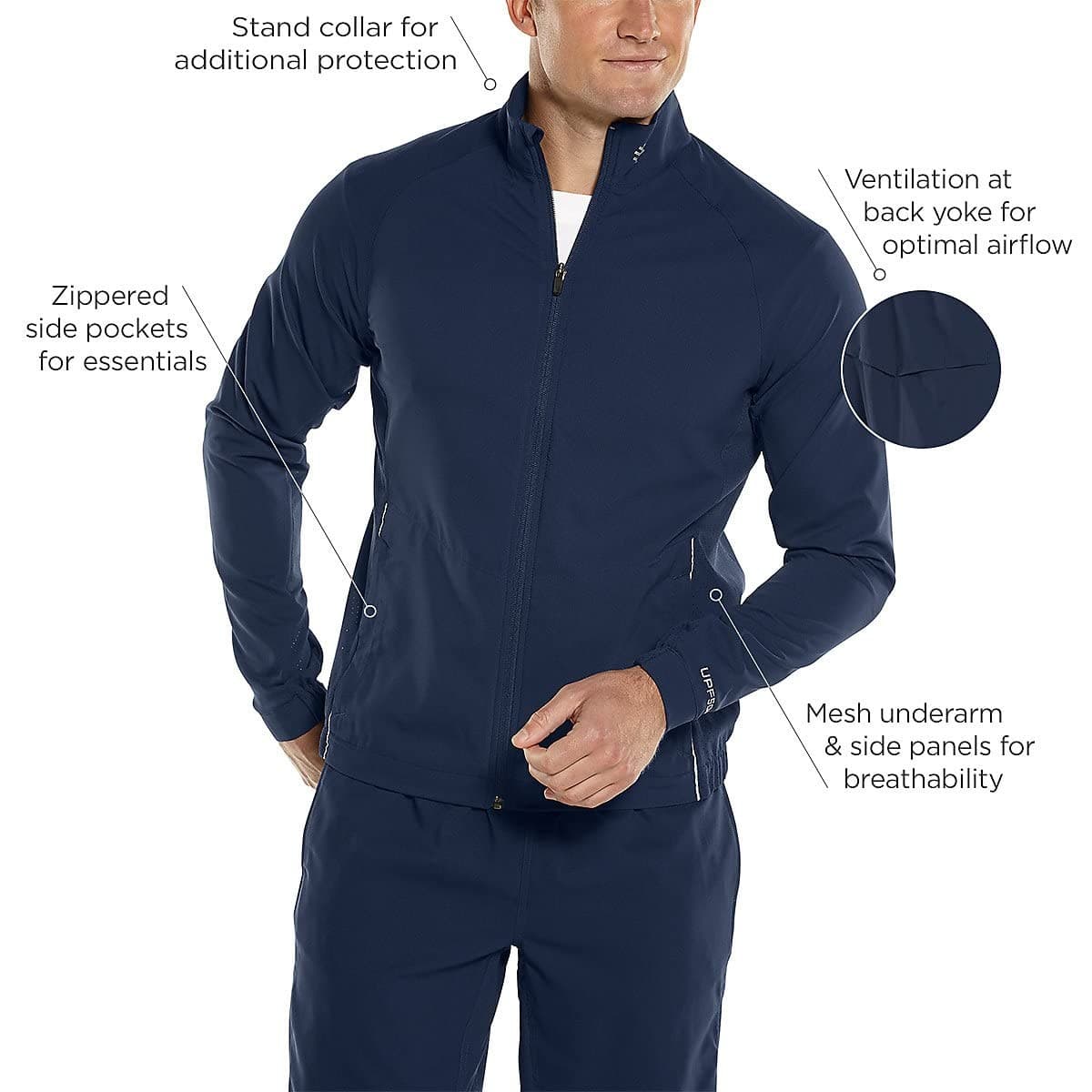 Coolibar UPF 50+ Men's Outpace Sport Sun Protective Jacket Gray 2XL $95 Value - Thumbnail 8