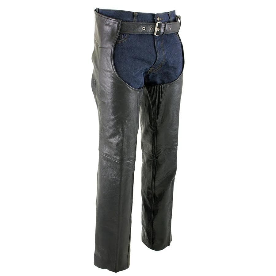 Milwaukee Leather Men's Classic Riding Biker Chaps 48 Black $150 Value - Thumbnail 4