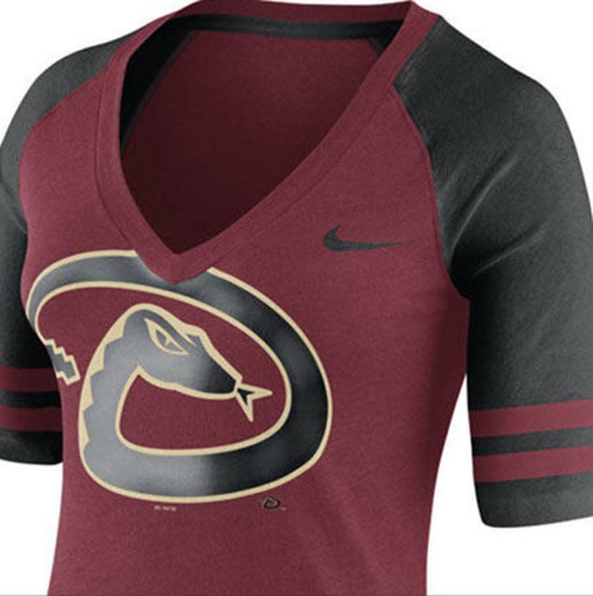 Nike Women's Arizona Diamondbacks Fan Top V-Neck T-Shirt Small Sedona Red - Thumbnail 2