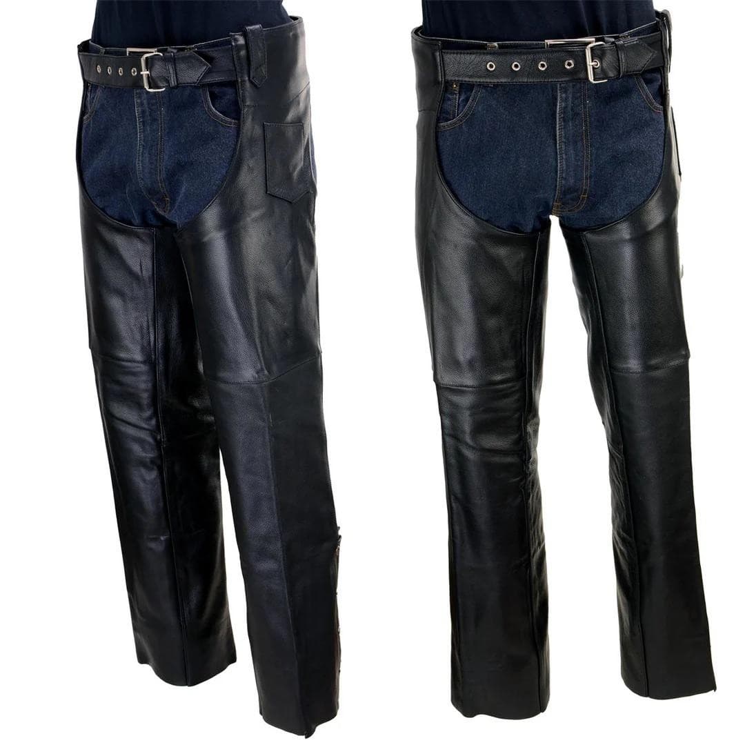 Milwaukee Leather Men's Classic Riding Biker Chaps 48 Black $150 Value