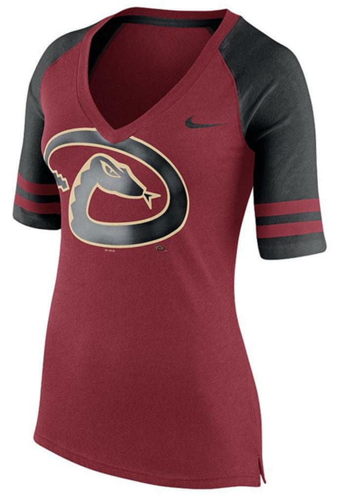 Nike Women's Arizona Diamondbacks Fan Top V-Neck T-Shirt Small Sedona Red - Thumbnail 3