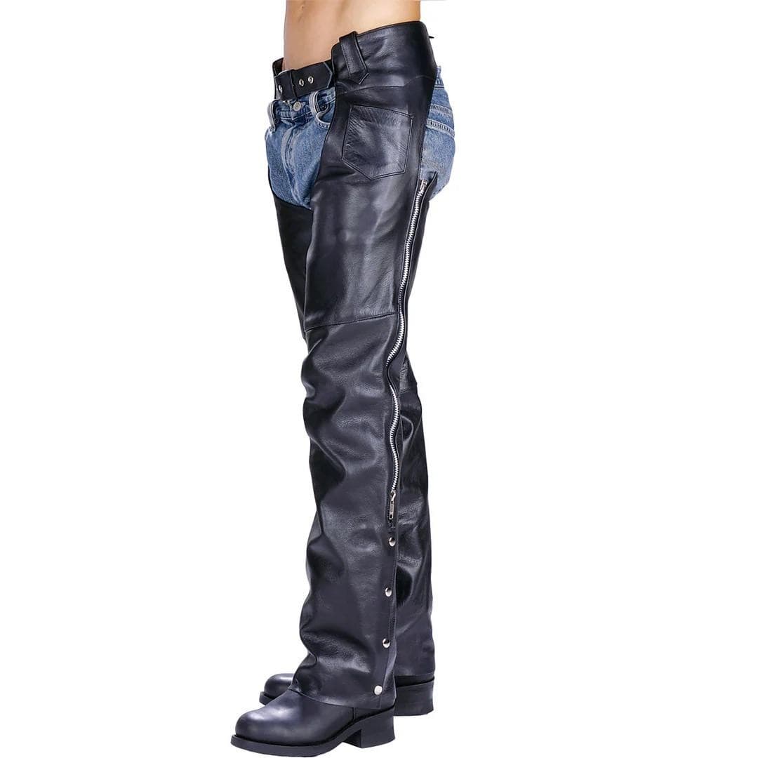 Milwaukee Leather Men's Classic Riding Biker Chaps 48 Black $150 Value - Thumbnail 6