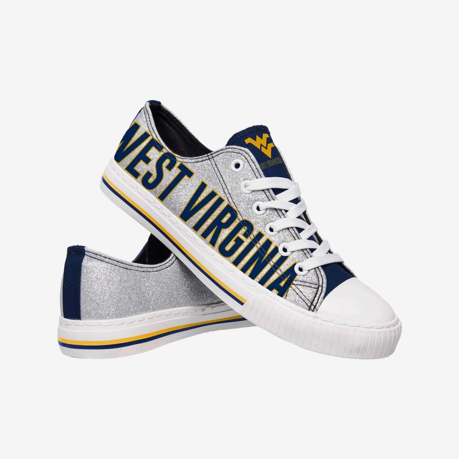 FOCO West Virginia Mountaineers Women's Glitter Low Top Canvas Shoes Size 10 - Thumbnail 5
