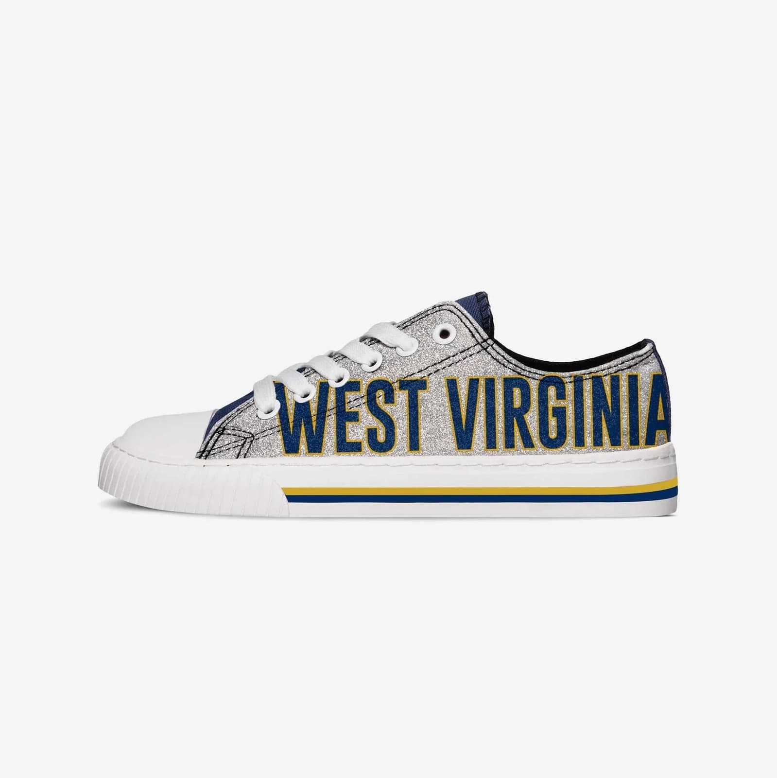 FOCO West Virginia Mountaineers Women's Glitter Low Top Canvas Shoes Size 10 - Thumbnail 2