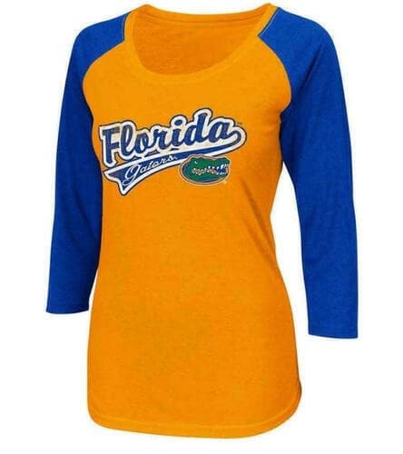 Colosseum Women's Florida Gators Shortstop 3/4 Scallop Tee Orange Medium - Thumbnail 4