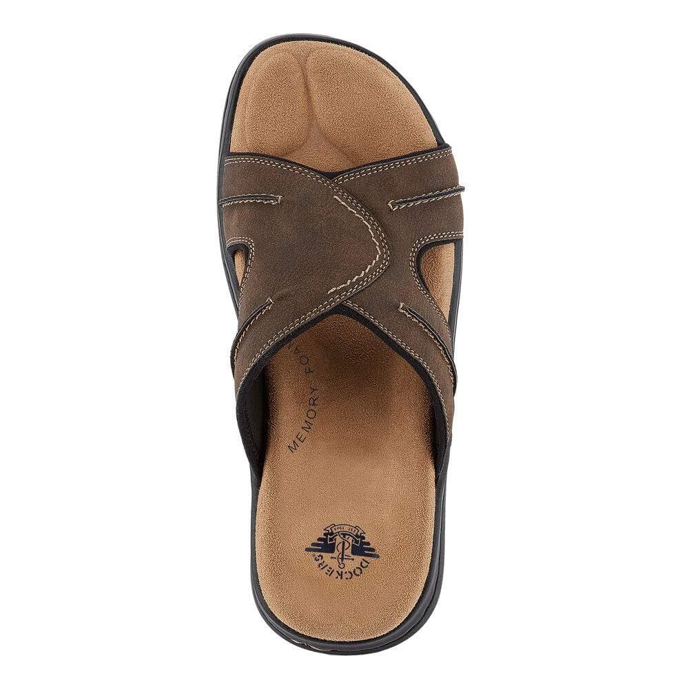 Dockers Men's Sunland Leather Slide Memory Foam Sandals Brown 8 M $80 Value - Thumbnail 4