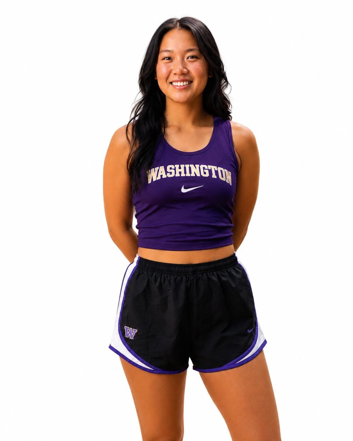 Nike Women's Washington Huskies Dri-Fit Tempo Shorts Black Large $50 Value - Thumbnail 11