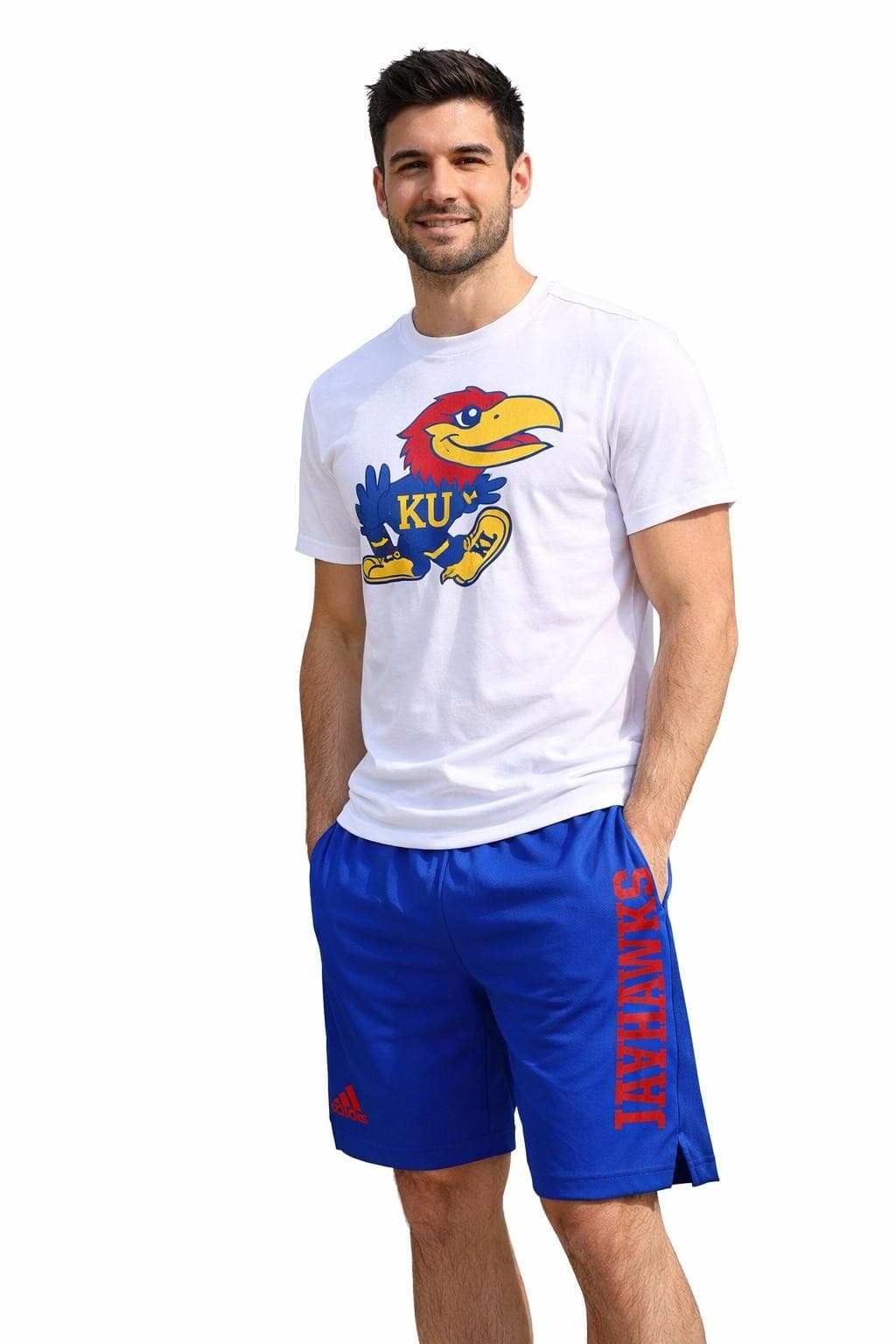adidas Men's University Kansas Jayhawks Aeroready Team Shorts Blue 3XL $65 Value - Thumbnail 6