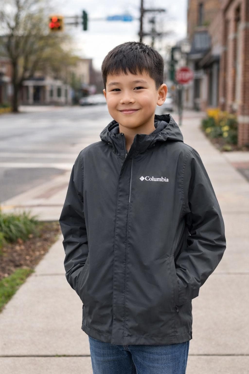 Columbia Boy's Omni-tech Watertight Timber Pointe II Hooded Jacket Large Gray - Thumbnail 2