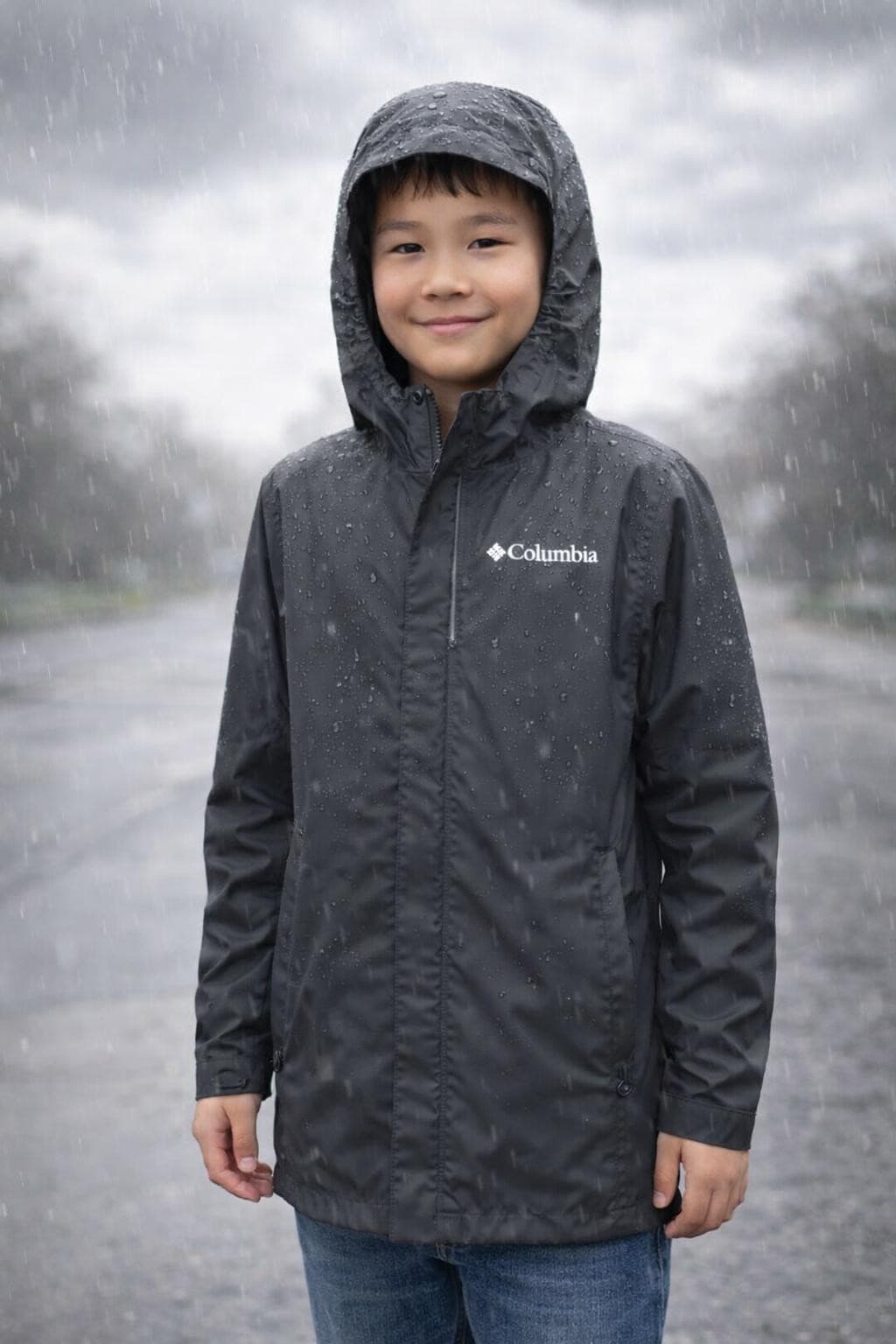 Columbia Boy's Omni-tech Watertight Timber Pointe II Hooded Jacket Large Gray - Thumbnail 3