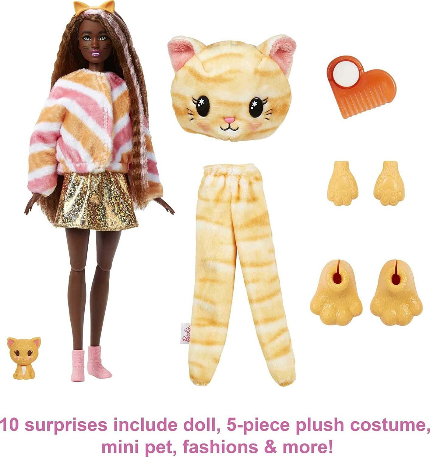 Barbie Cutie Reveal Doll & Pet Kitty Plush Kitten Costume 10 Surprises - Thumbnail 4
