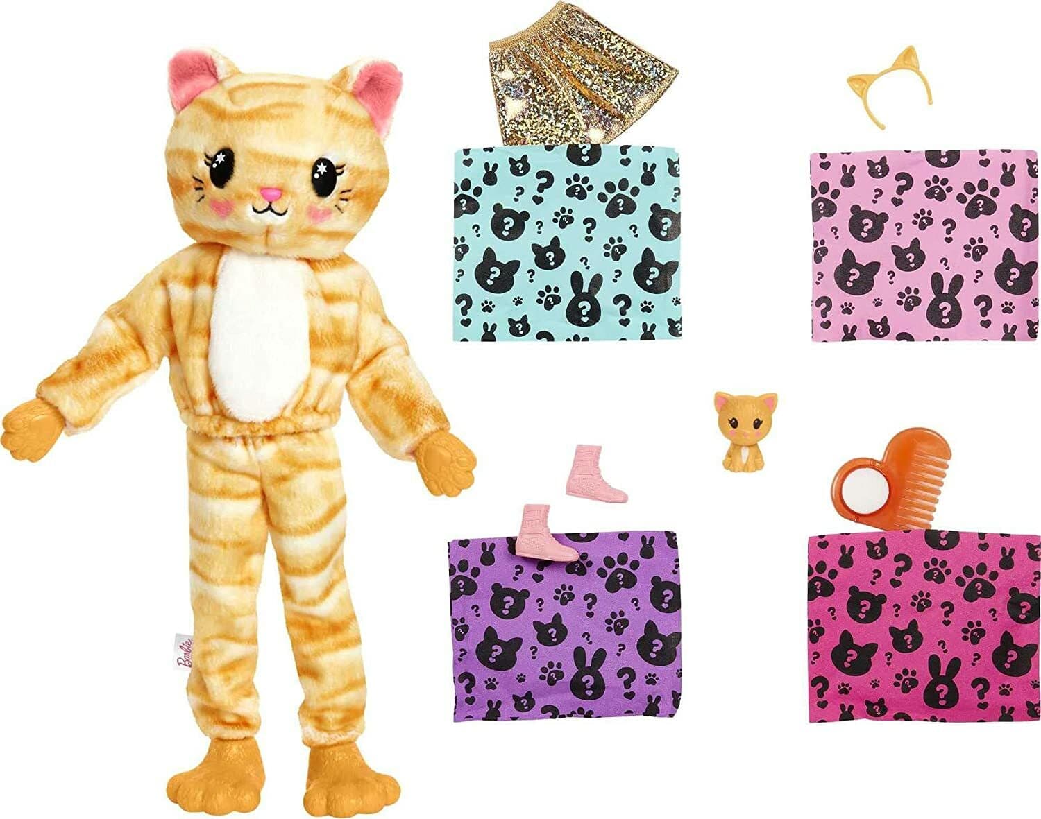 Barbie Cutie Reveal Doll & Pet Kitty Plush Kitten Costume 10 Surprises - Thumbnail 5