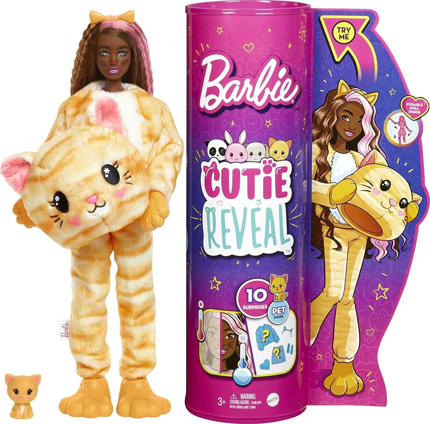 Barbie Cutie Reveal Doll & Pet Kitty Plush Kitten Costume 10 Surprises - Thumbnail 8