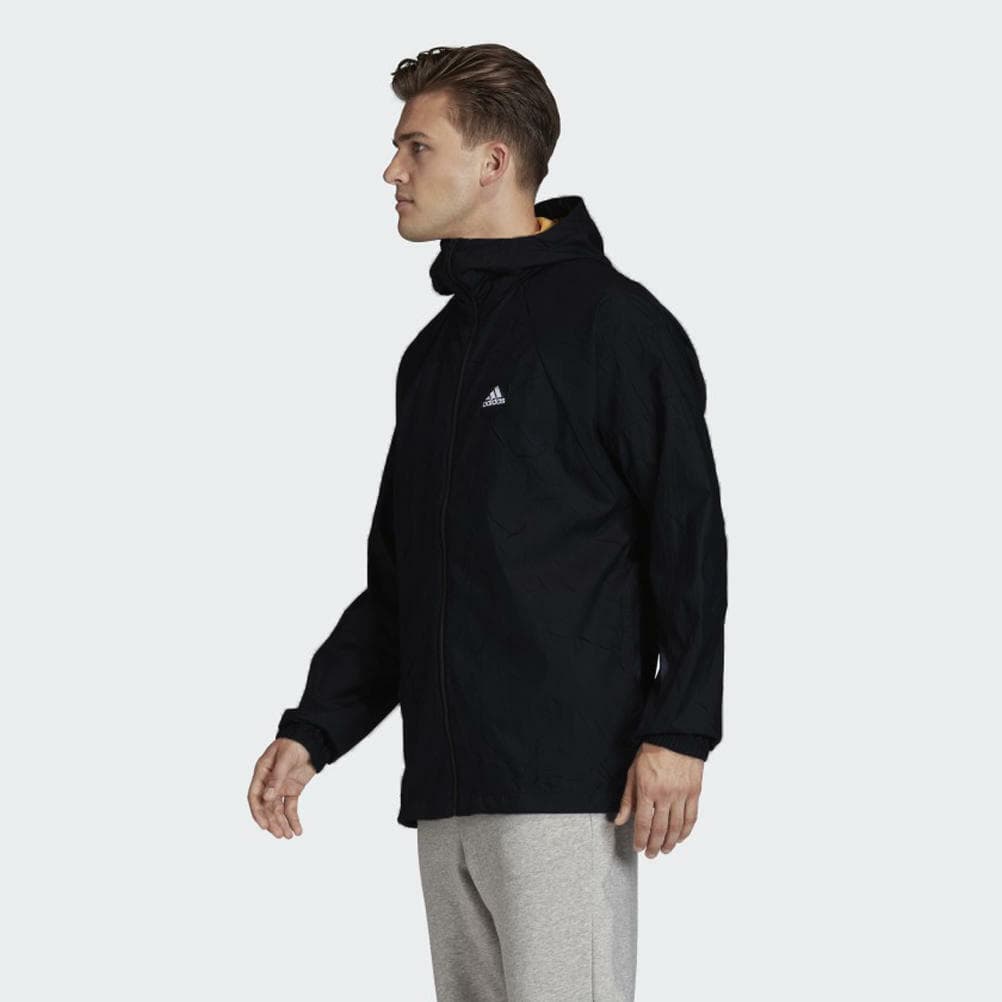 Adidas Men's Primeblue W.N.D. Full Zip Windbreaker Jacket Black X-Large - Thumbnail 2