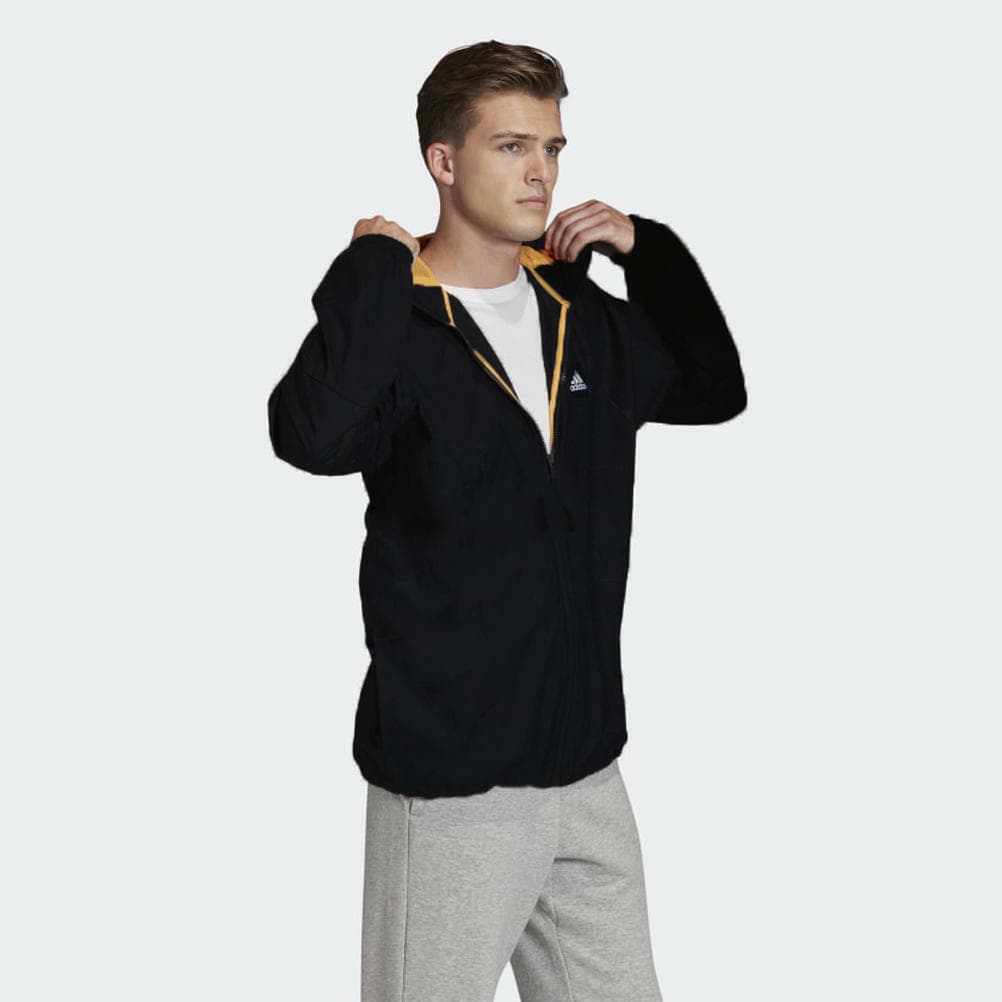 Adidas Men's Primeblue W.N.D. Full Zip Windbreaker Jacket Black X-Large - Thumbnail 4