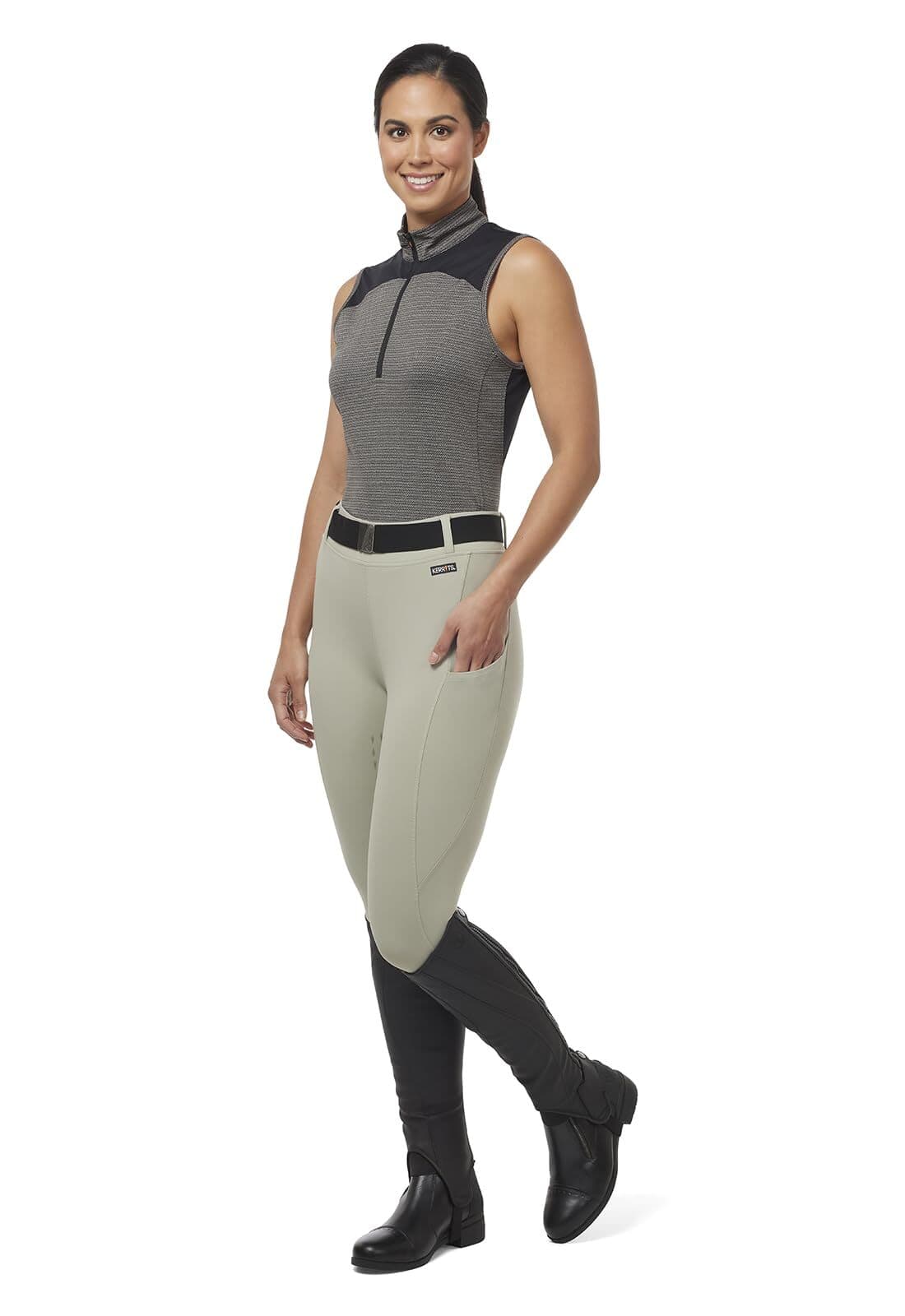 Kerrits Activewear Women's Quarter Line Sleeveless Zip Top Limestone Top Medium - Thumbnail 3