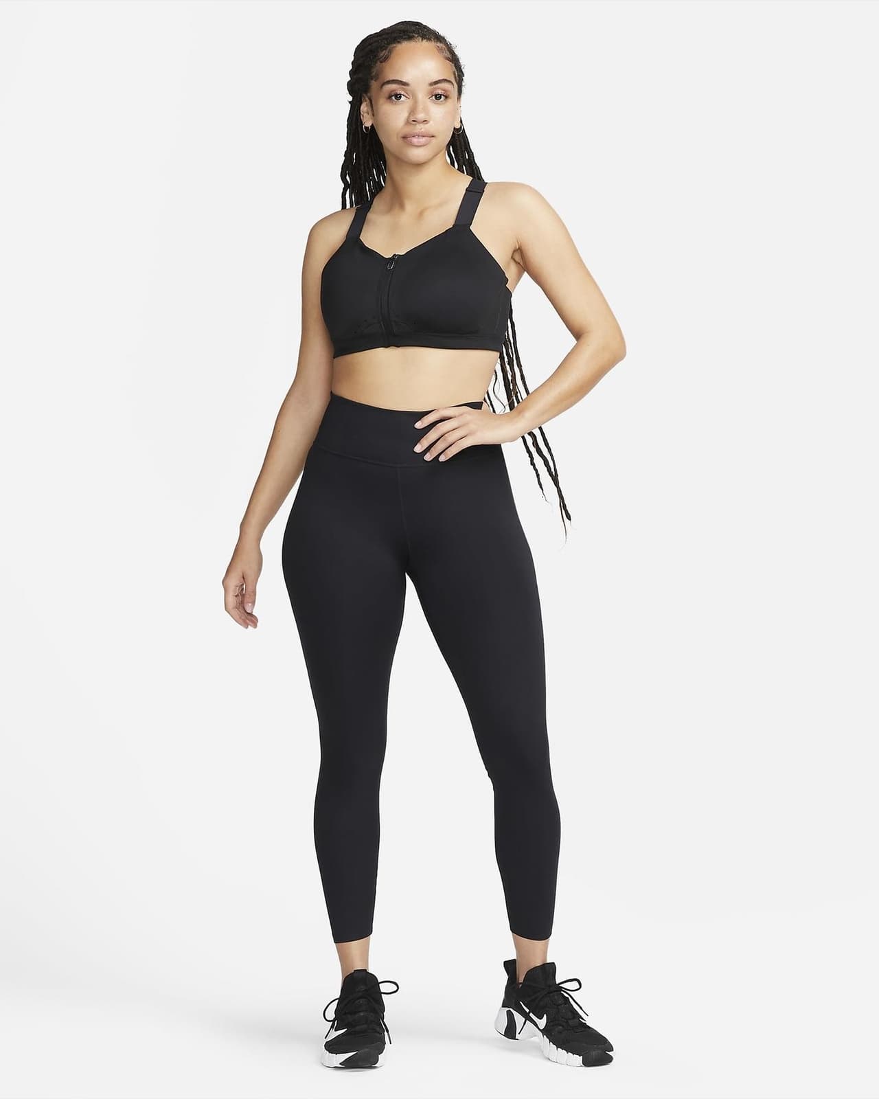 Nike Dri-Fit Women's High-Support Padded Front-Zip Sports Bra Black S $77 Value - Thumbnail 9