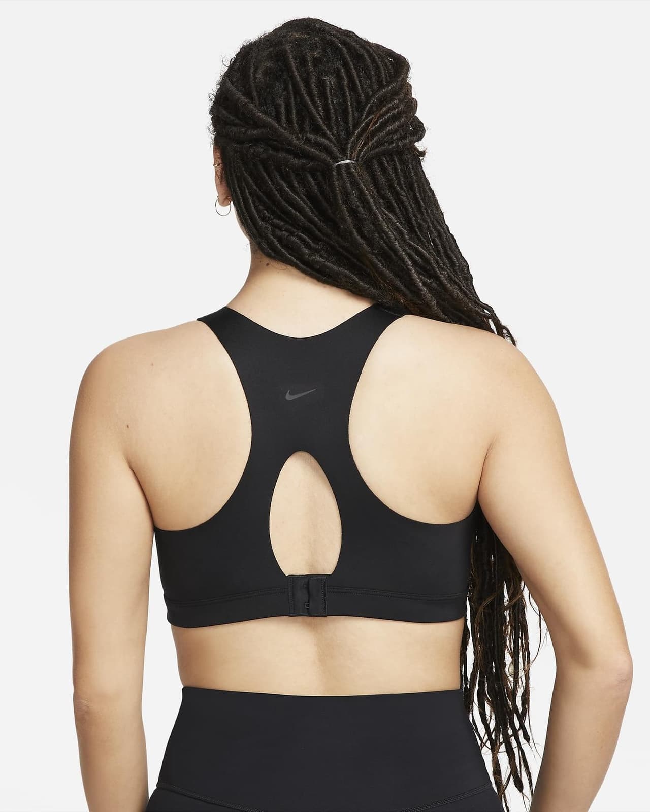 Nike Dri-Fit Women's High-Support Padded Front-Zip Sports Bra Black S $77 Value - Thumbnail 3