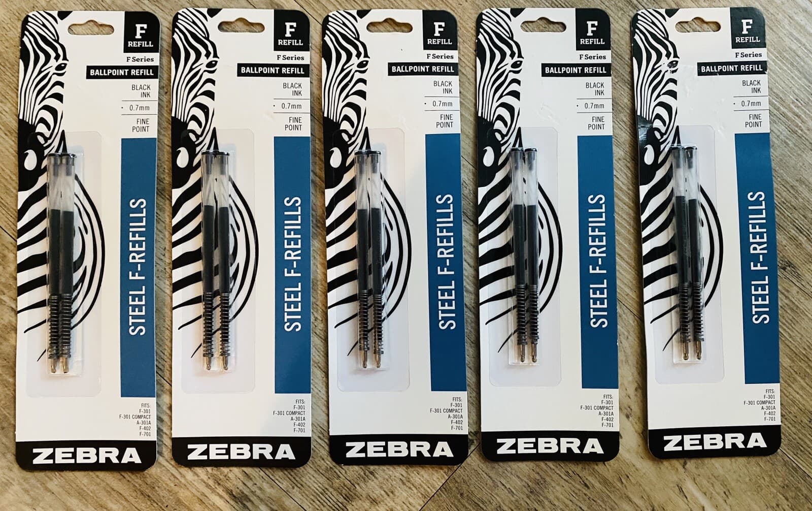 Zebra F-Refill F-301 F301 F-402 F-701 Stainless Steel Pen Black 0.7 5 X 2 Packs - Thumbnail 2