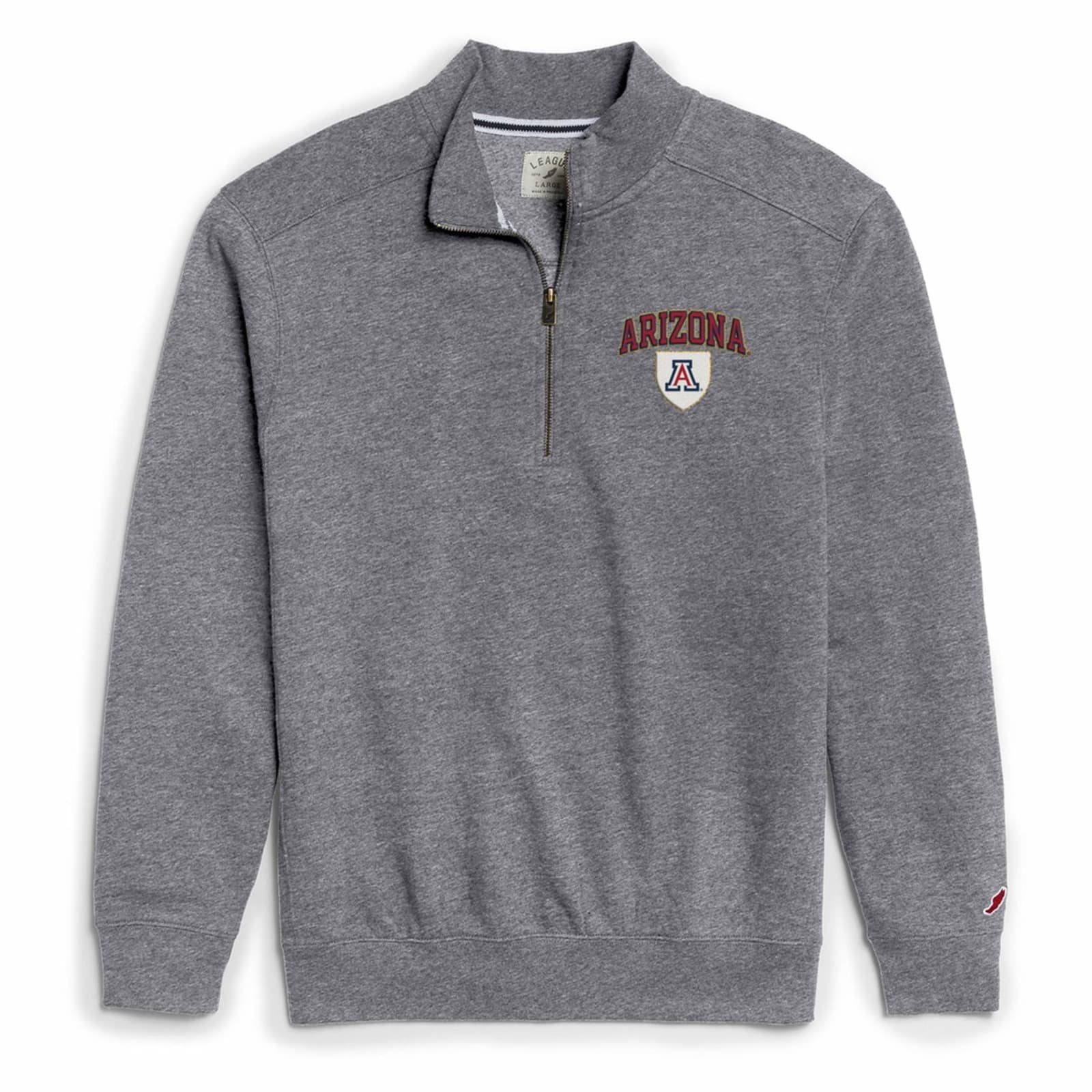 League Men's Arizona Wildcats Quarter Zip Pullover Fleece Jacket Gray X-Large - Thumbnail 3