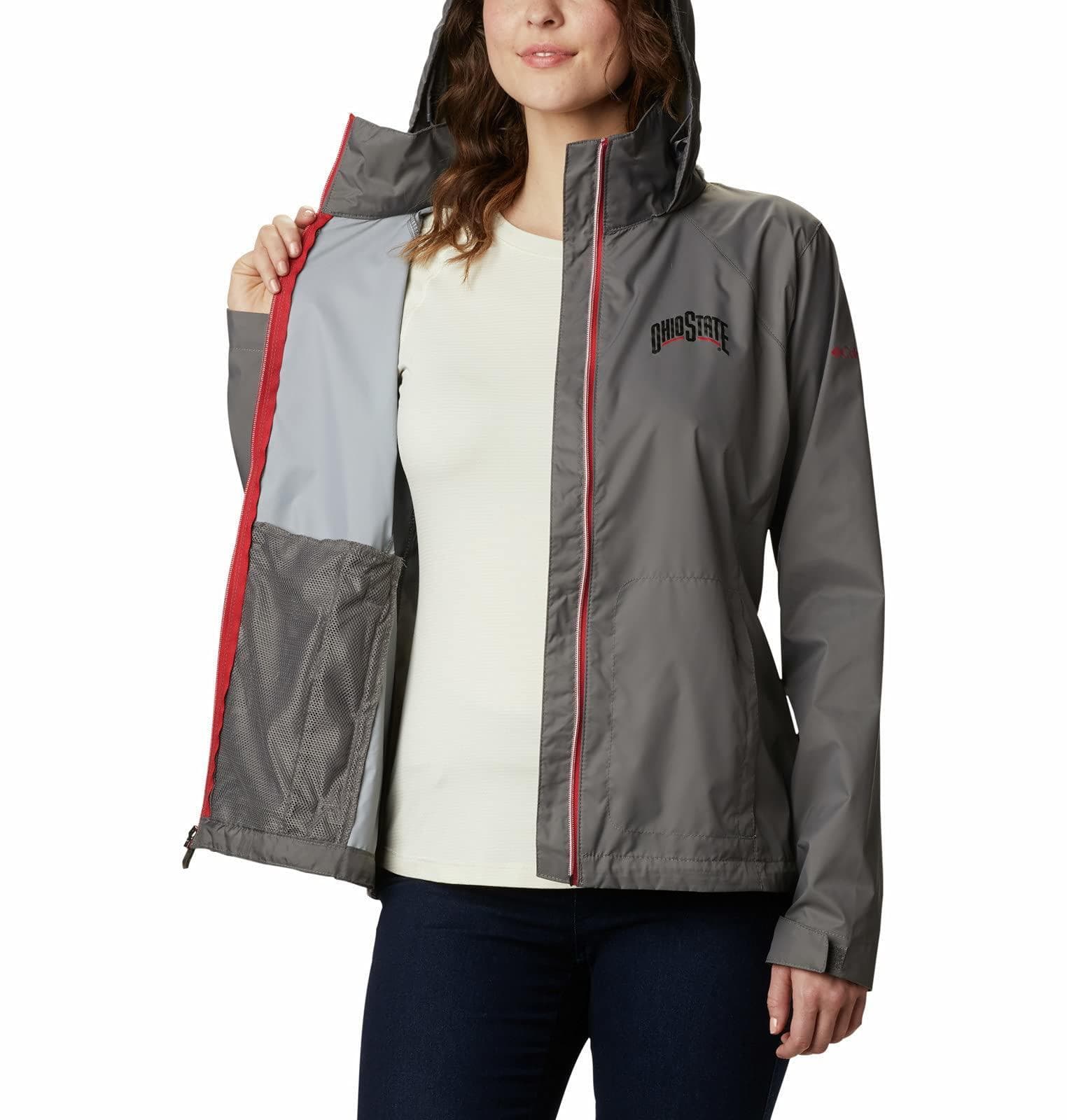 Columbia Women's Ohio State University Buckeyes Waterproof Hooded Jacket Gray XL - Thumbnail 3