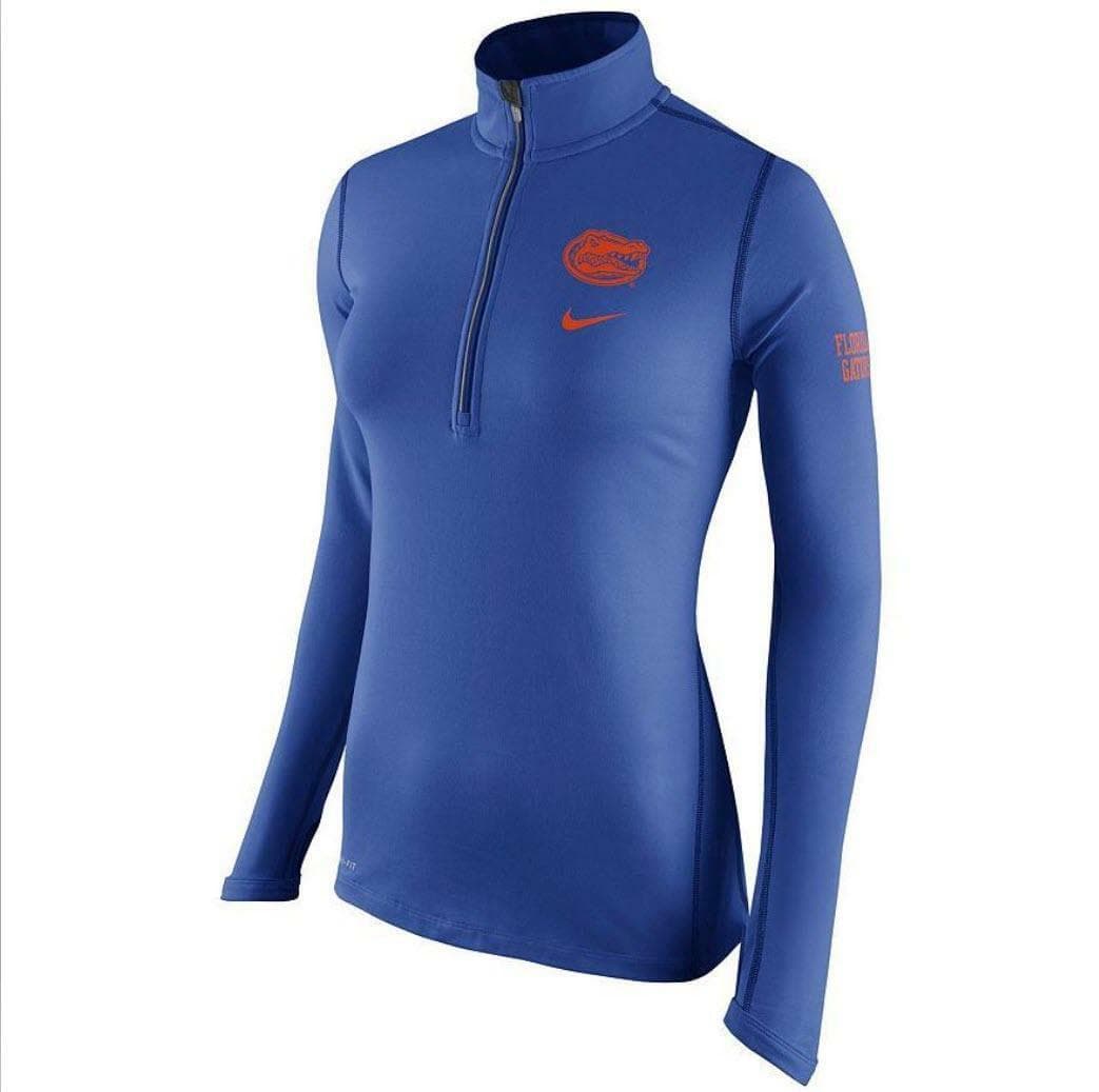 Nike Women's Florida Gators Half-Zip Element Dri-Fit Top Large Blue - Thumbnail 3