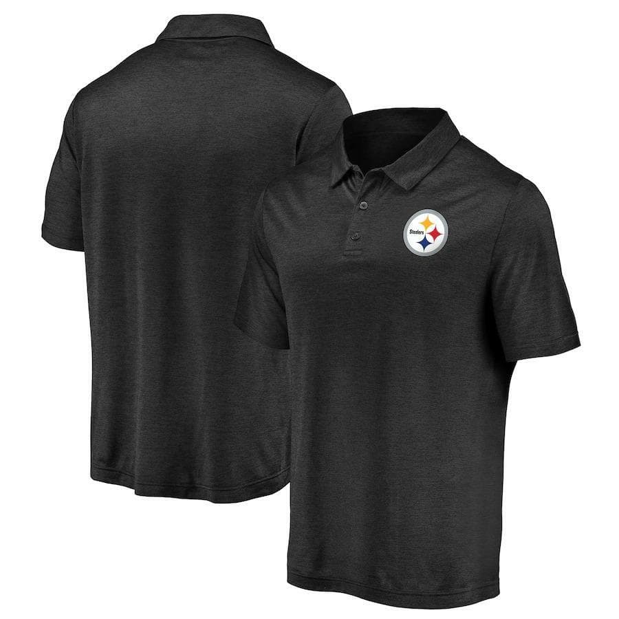 Majestic Men's Pittsburgh Steelers Performance Polyester Striated Polo Black M