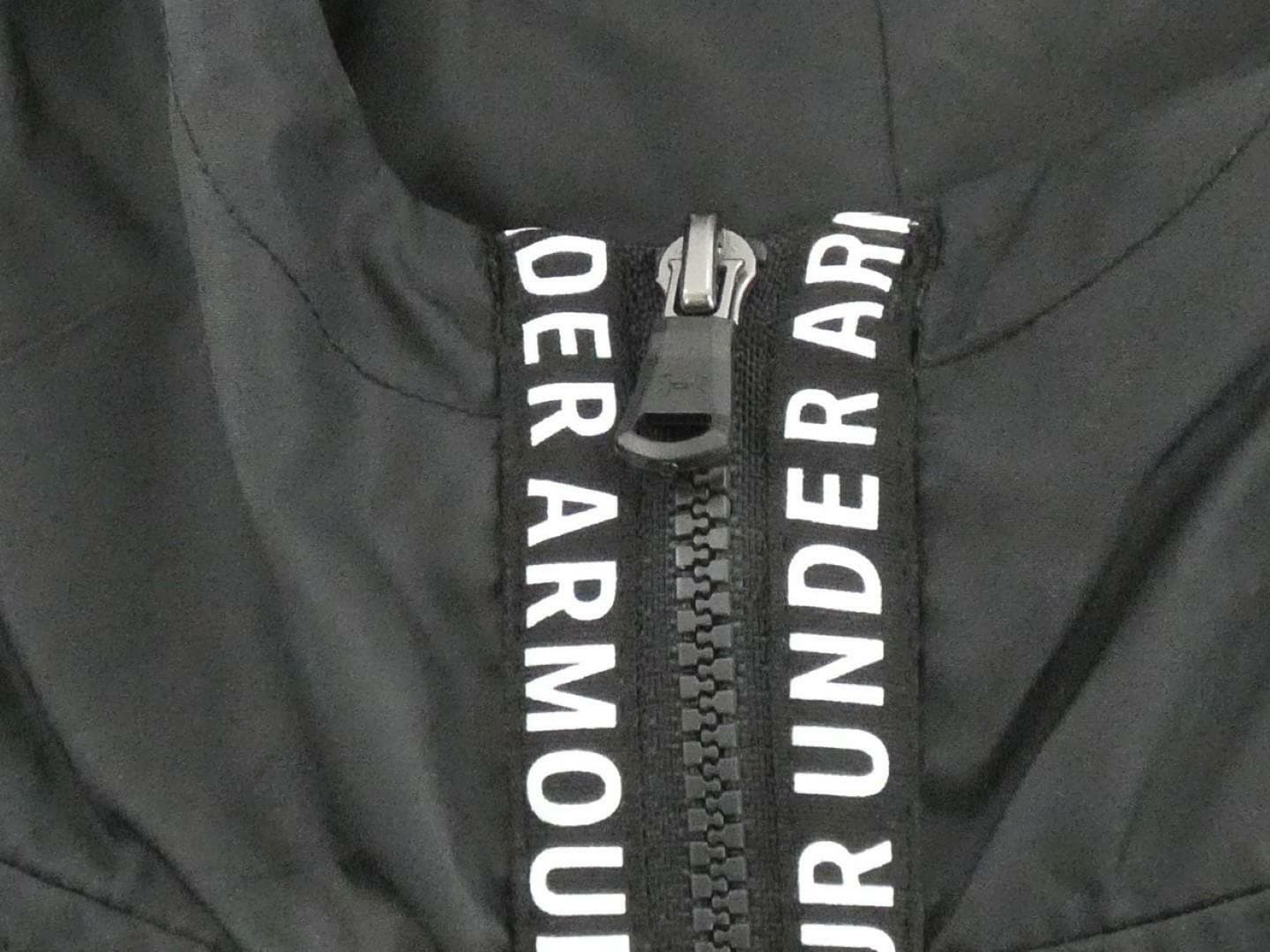 Under Armour Girl's UA Woven Full-Zip Windbreaker Storm Hooded Jacket Black XL L - Thumbnail 5